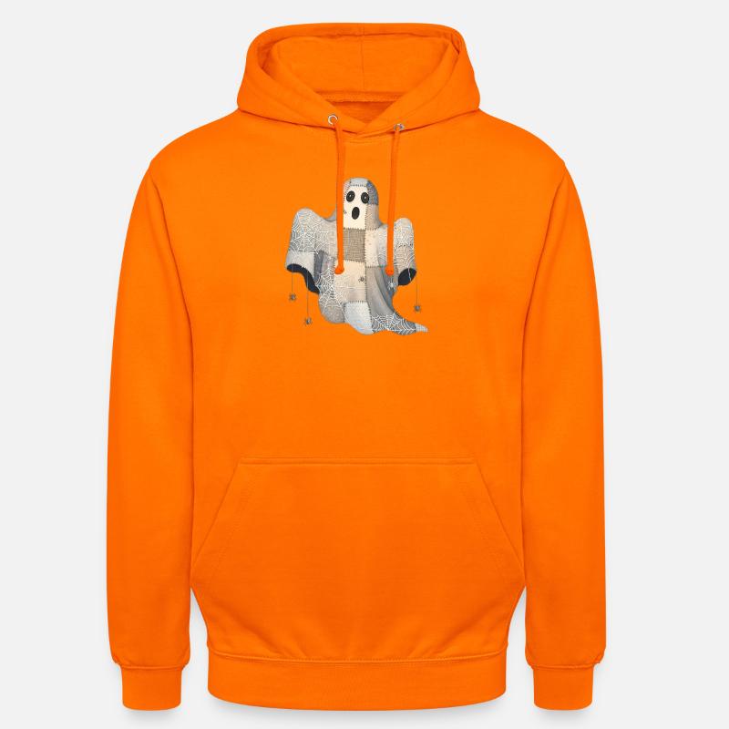 Fantôme patchwork avec toiles d’araignée - Sweat-shirt à capuche unisexe - orange