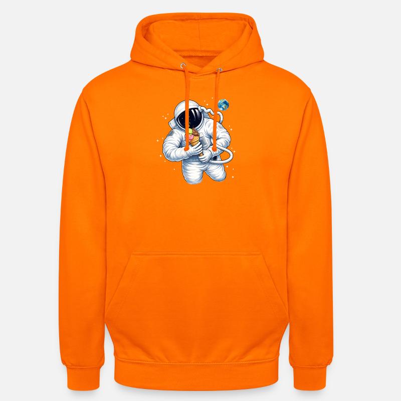 Astronaute avec une glace dans l’espace - Sweat-shirt à capuche unisexe - orange