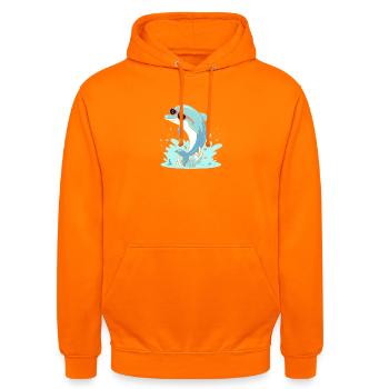 Delfin-Sommer-Pinkbrille - Unisex Hoodie - Orange - Vorne - AI Model Male 185 light (185cm) & AI Model Female 180 light (180cm)
