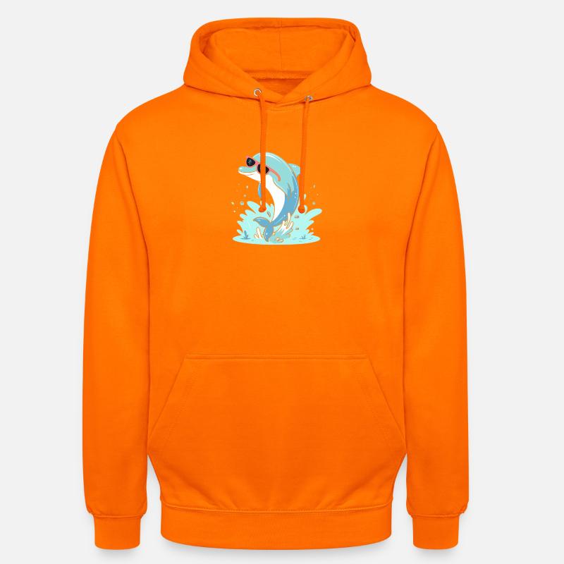 Dolphin Summer Pink Glasses - Unisex Hoodie - orange