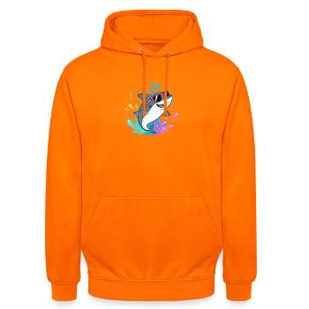 Shark Fun Bunter Surfer - Unisex Hoodie - Orange - Vorne - AI Model Male 185 light (185cm) & AI Model Female 180 light (180cm)