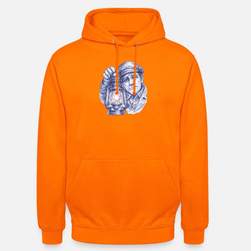 Älterer Mann mit Laterne - Unisex Hoodie - Orange