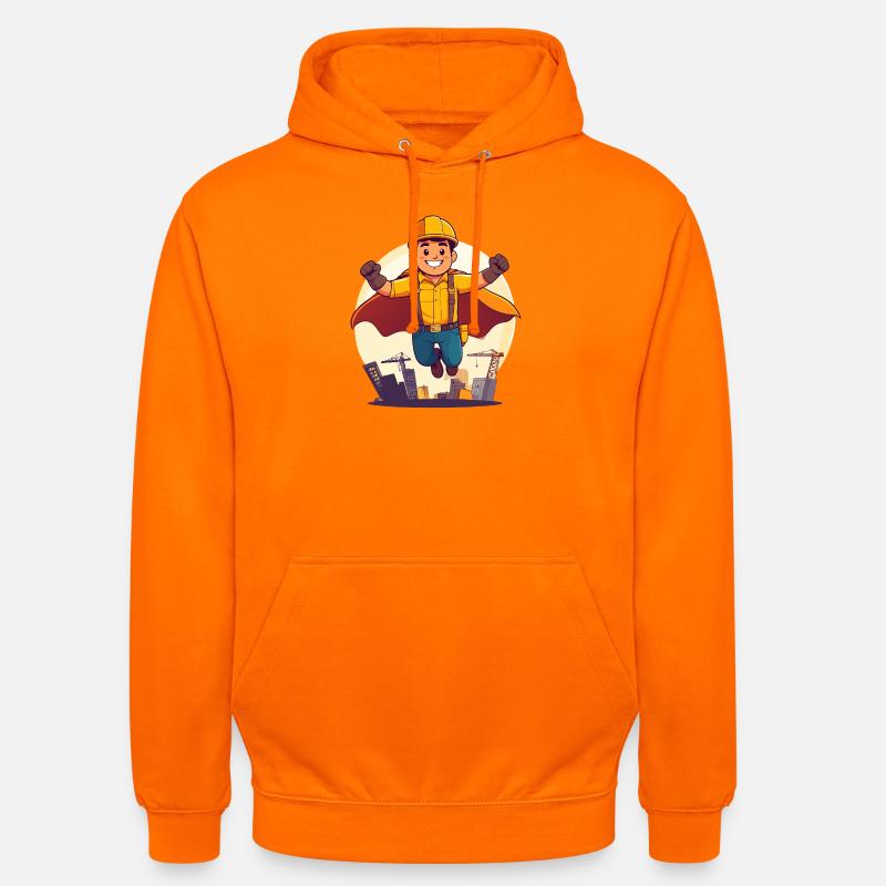 Bauhelden Superheld Bauarbeiter Held der Baustelle - Unisex Hoodie - Orange