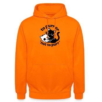 Ronronner ou ne pas ronronner | Diction du chat noir - Sweat-shirt à capuche unisexe - orange - Devant - AI Model Male 185 light (185cm) & AI Model Female 180 light (180cm)
