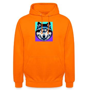 Loup - Sweat-shirt à capuche unisexe - orange - Devant - AI Model Male 185 light (185cm) & AI Model Female 180 light (180cm)