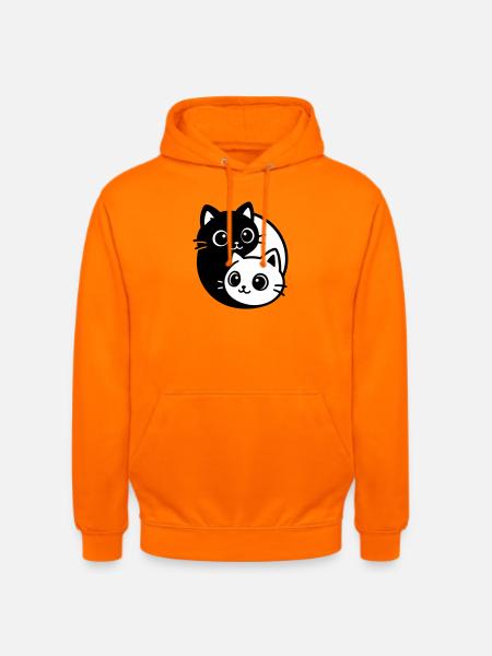 Ying Yang Cat Portrait - Unisex Hoodie - orange