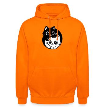 Ying Yang Kawaii Chats Icône - Sweat-shirt à capuche unisexe - orange - Devant - AI Model Male 185 light (185cm) & AI Model Female 180 light (180cm)