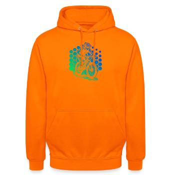Ein Must Have für echte Mountainbike - Unisex Hoodie - Orange - Vorne - AI Model Male 185 light (185cm) & AI Model Female 180 light (180cm)
