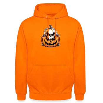 Citrouille effrayante avec motif de crâne - Sweat-shirt à capuche unisexe - orange - Devant - AI Model Male 185 light (185cm) & AI Model Female 180 light (180cm)