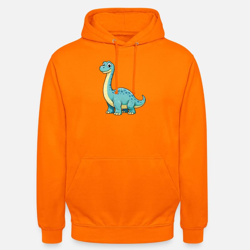 Munter tegneserie-dinosaur for barn - Unisex-hettegenser - oransje