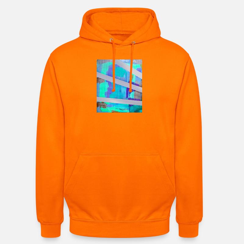 Collage à rayures abstraites néon - Sweat-shirt à capuche unisexe - orange