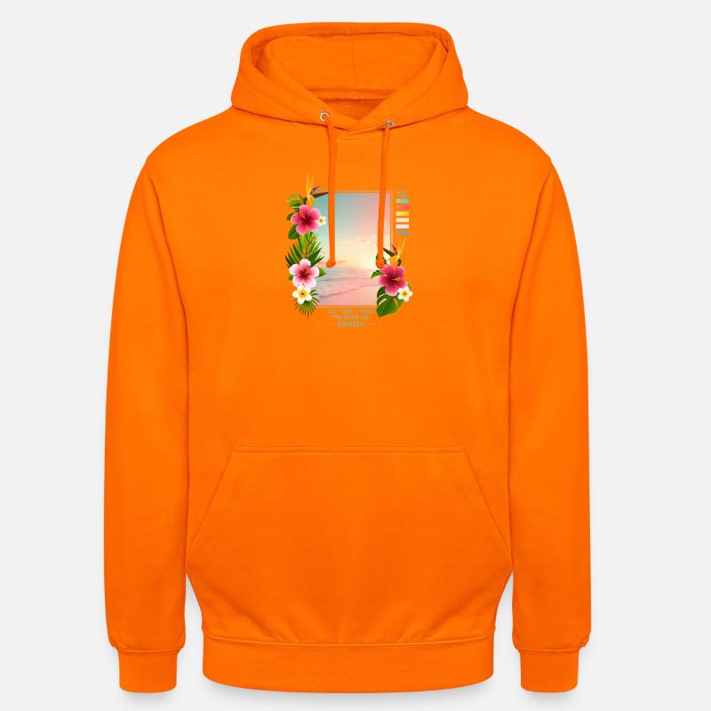 Mer - Sable - Coucher de soleil - Sweat-shirt à capuche unisexe - orange
