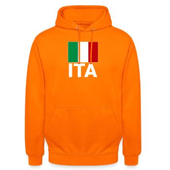 Italien Flagge mit ITA Abkürzung - Unisex Hoodie - Orange - Vorne - AI Model Male 185 light (185cm) & AI Model Female 180 light (180cm)