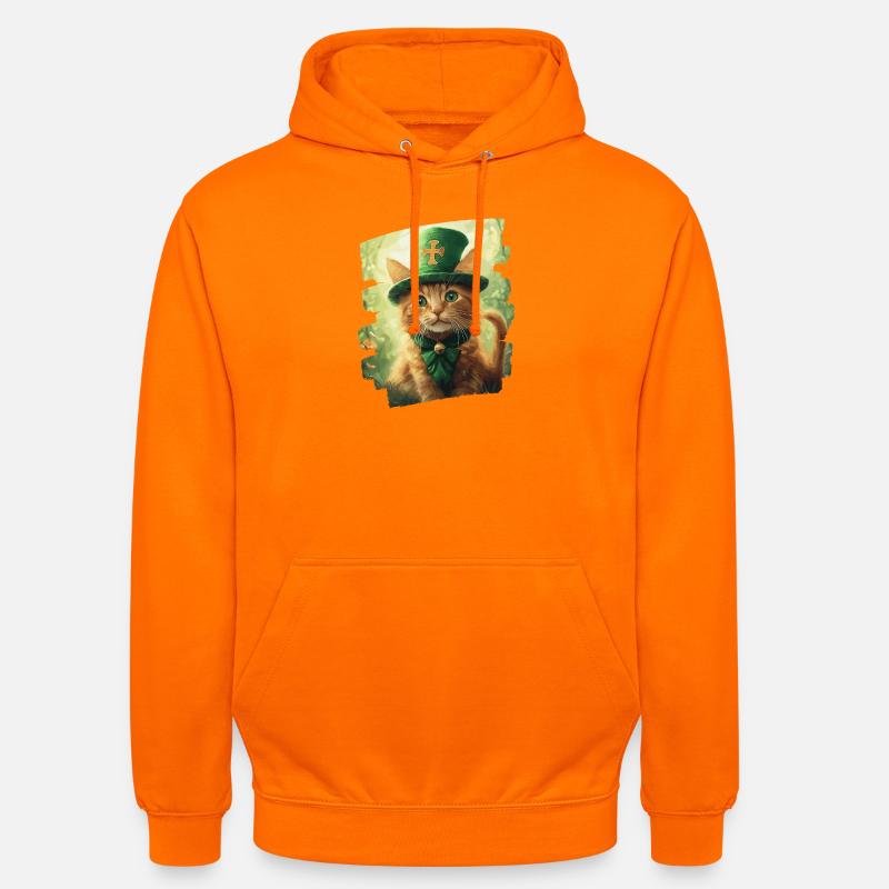 Chat de la Saint-Patrick - Sweat-shirt à capuche unisexe - orange