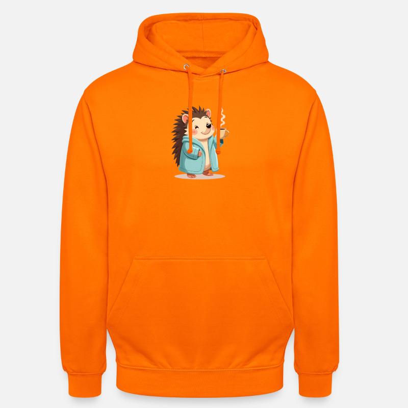 Hedgehog Mit Kaffee Pullover Design - Unisex Hoodie - Orange