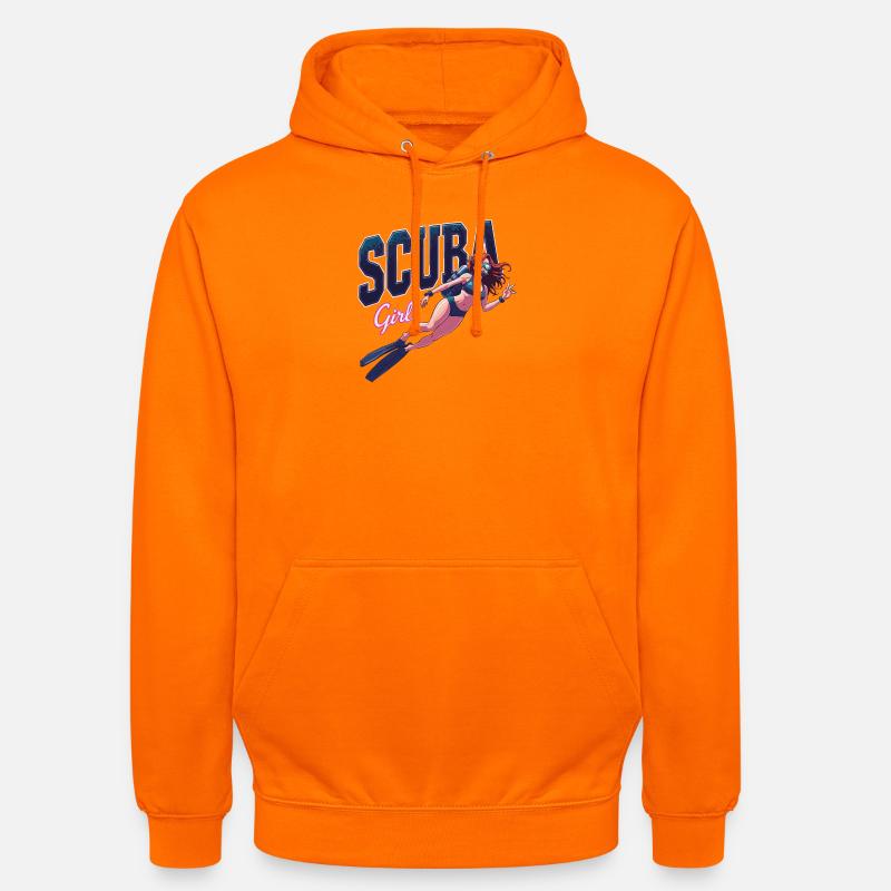 Conception de fille de plongée - Sweat-shirt à capuche unisexe - orange