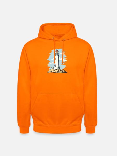 Leuchtturm am Felsen Küstenmotiv - Unisex Hoodie - Orange