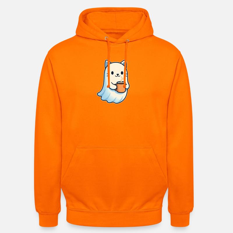 Kaffeegeist Katze mit Becher - Unisex Hoodie - Orange