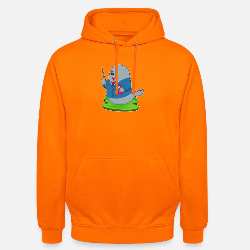 École de lecture Seal Teacher - Sweat-shirt à capuche unisexe - orange