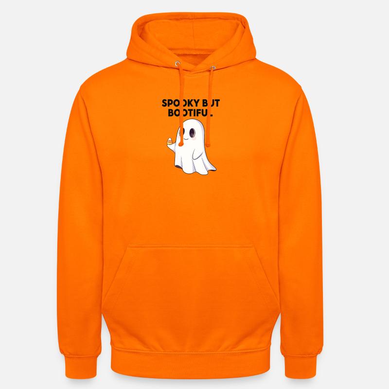 Spooky But Bootiful Cute Ghost Holding Candy Corn  - Unisex Hoodie - orange