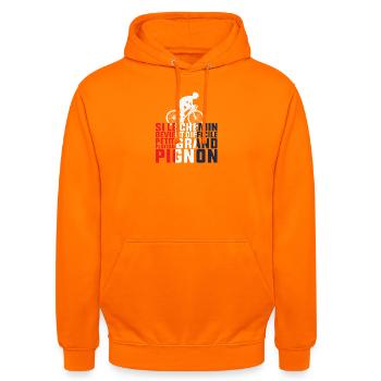 Wenn der Weg schwierig wird – Radfahrer-Geschenk - Unisex Hoodie - Orange - Vorne - AI Model Male 185 light (185cm) & AI Model Female 180 light (180cm)