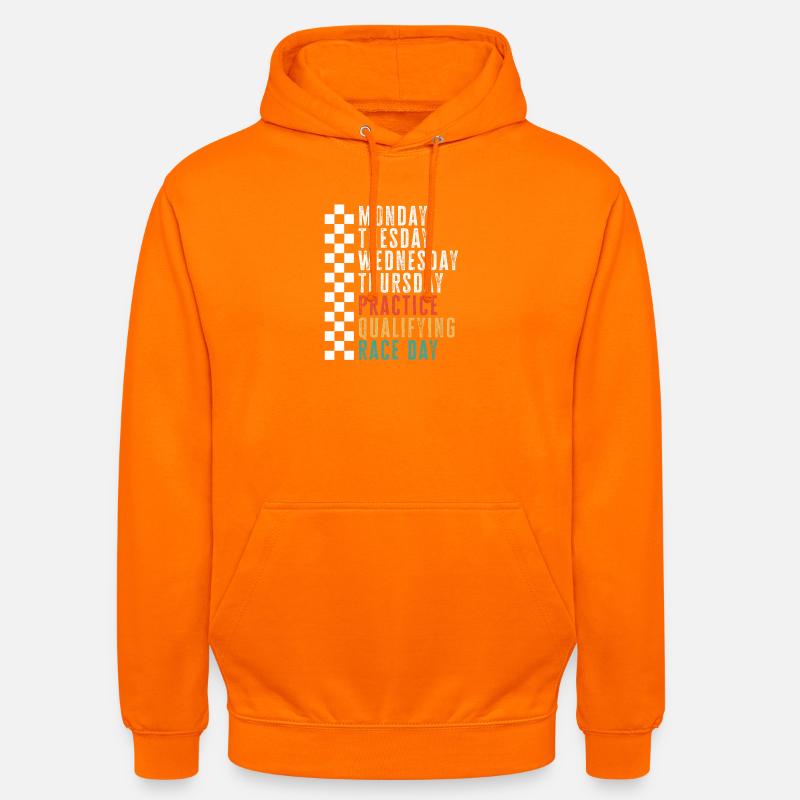 Race Week Schedule: Practice Qualifying Race - Unisex Hoodie - Orange