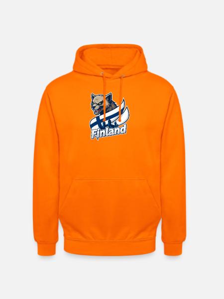 Finland Wolf with Finnish Flag - Unisex Hoodie - orange