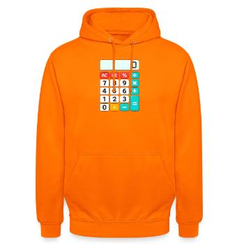 Retro Color-Block Calculator - Unisex Hoodie - orange - Front - AI Model Male 185 light (185cm) & AI Model Female 180 light (180cm)