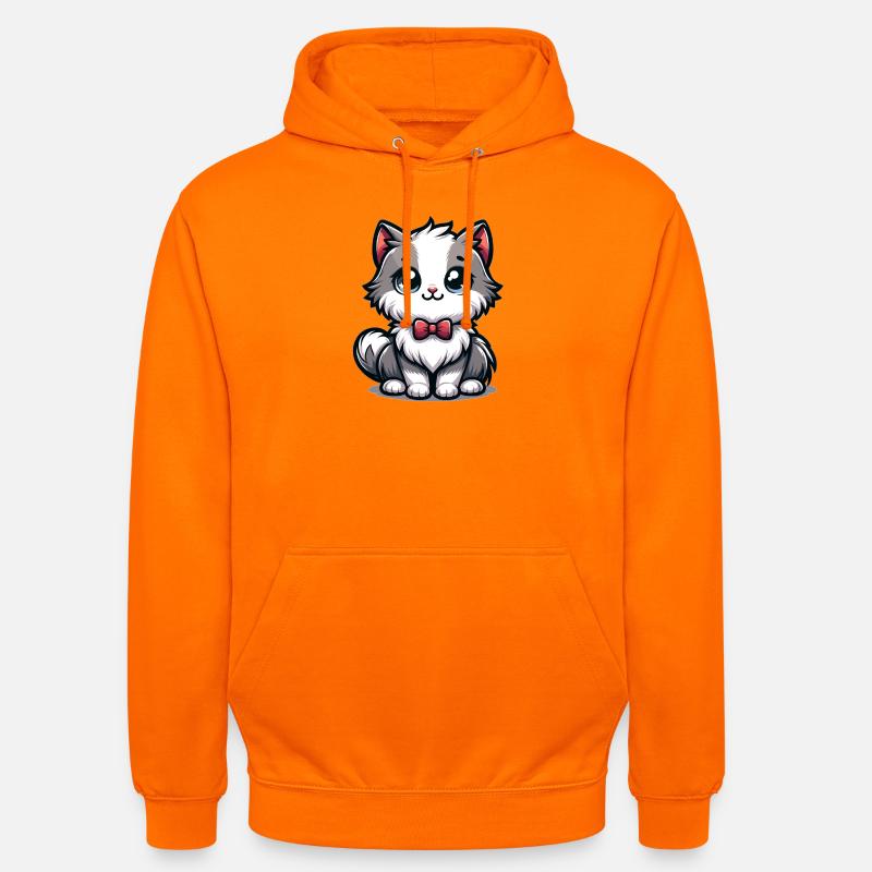 Gattino coccolone con papillon rosso - Felpa con cappuccio unisex - arancione