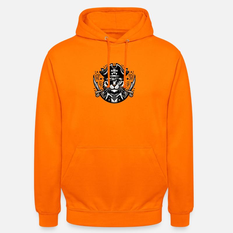 Chat Pirate : Chat pirate avec cache-œil - Sweat-shirt à capuche unisexe - orange