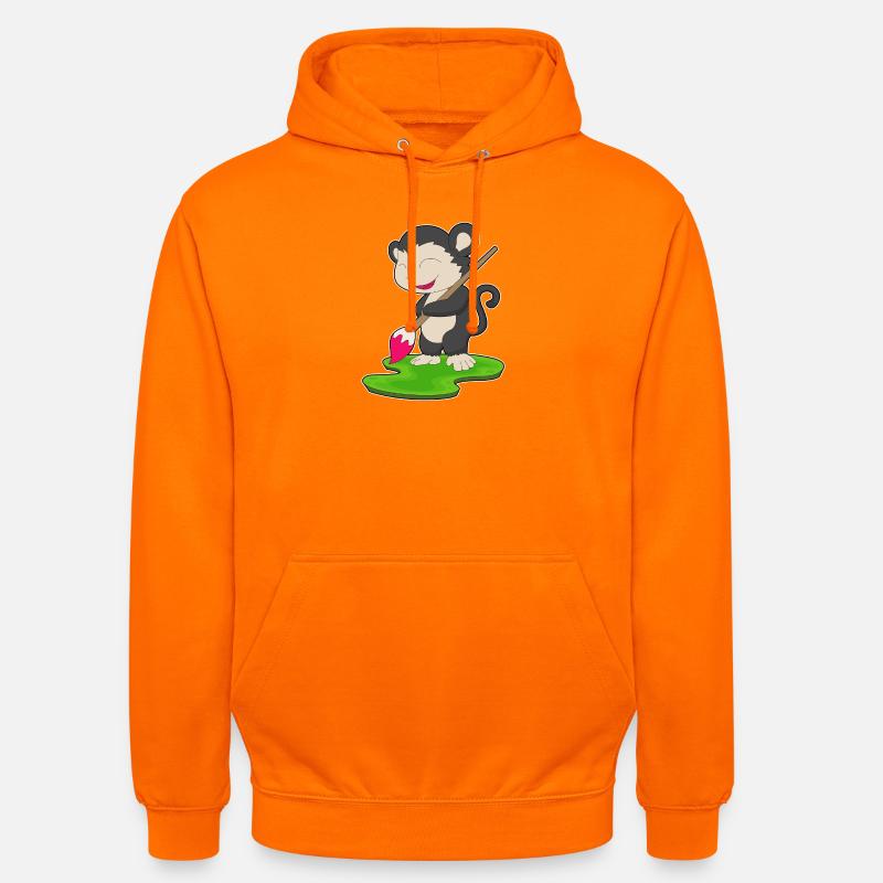 Affe Maler Pinsel Malen - Unisex Hoodie - Orange