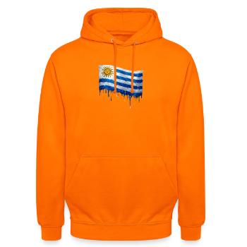 Uruguay Tropfenkunst Flagge - Unisex Hoodie - Orange - Vorne - AI Model Male 185 light (185cm) & AI Model Female 180 light (180cm)