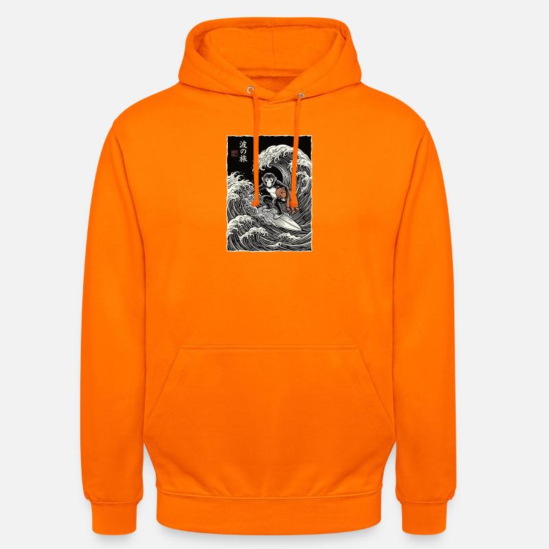Ukiyo-e Baby Monkey Punch - Unisex Hoodie - Orange