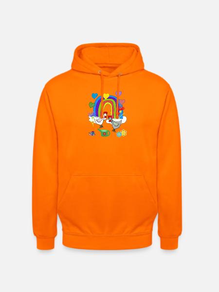 Children's Fantasy Rainbow Flowers Chickens - Unisex Hoodie - orange