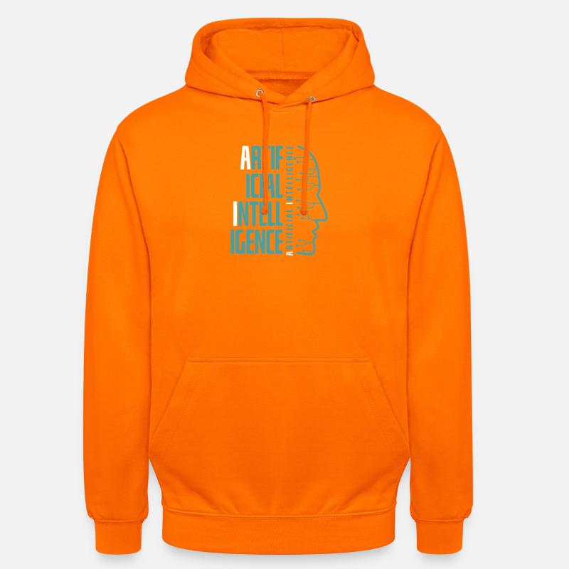 Artificial Intelligence Circuit Face Design - Unisex Hoodie - Orange