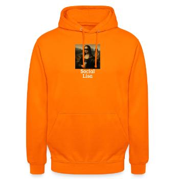 Lisa Leonardo Da Vinci Influenceuse Mona L - Sweat-shirt à capuche unisexe - orange - Devant - AI Model Male 185 light (185cm) & AI Model Female 180 light (180cm)