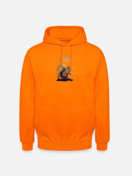 Lebendiges Eichhörnchen im Nebelwald - Unisex Hoodie - Orange