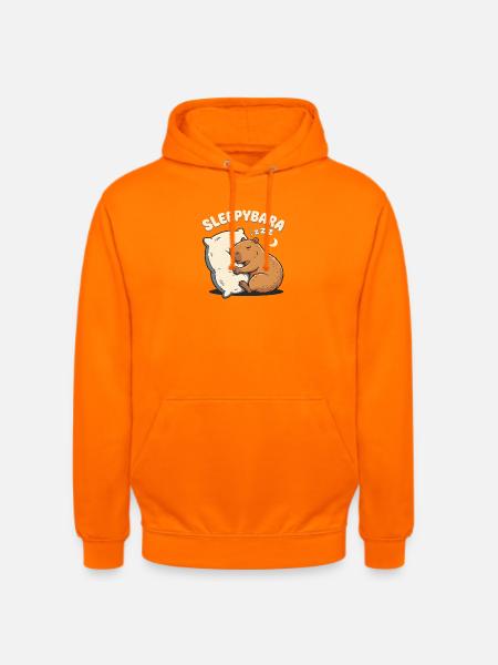 Sleepybara Capybara Umarmt Kissen Schlafmütze - Unisex Hoodie - Orange
