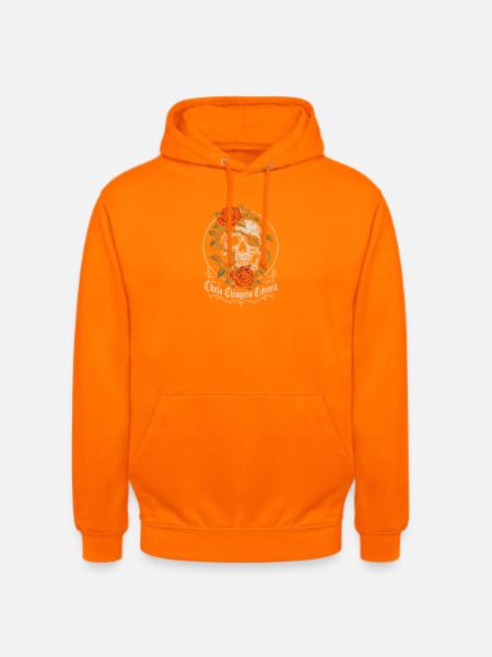 Schädel mit Rosenranke - Unisex Hoodie - Orange