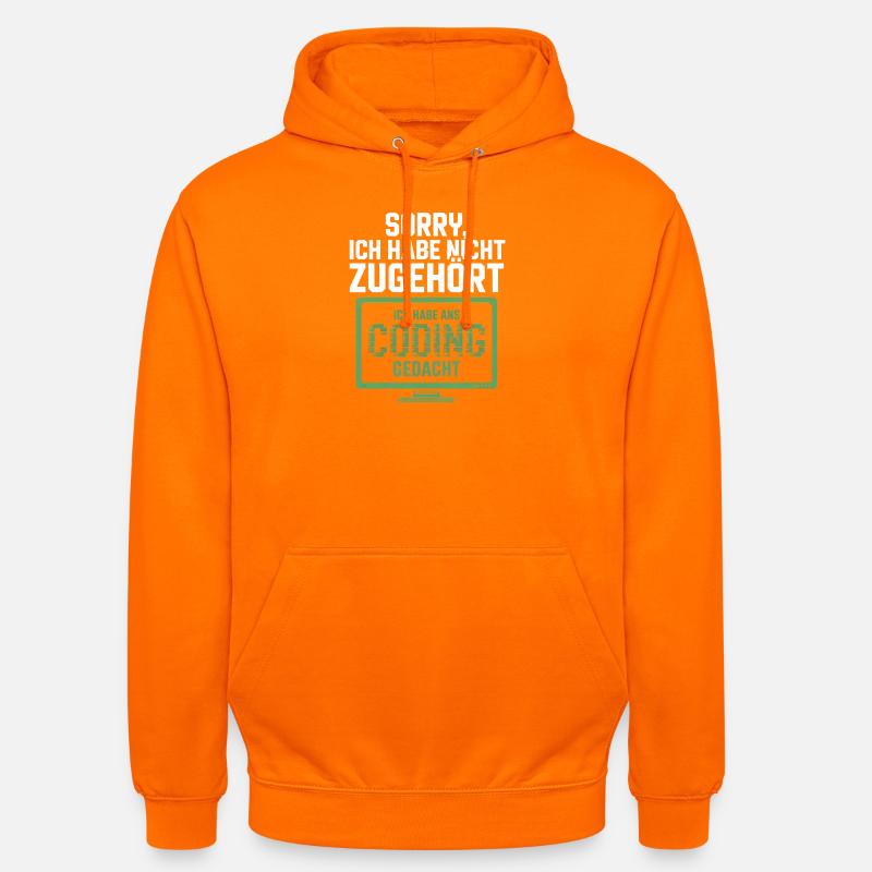 Désolé, je pensais au codage - Sweat-shirt à capuche unisexe - orange