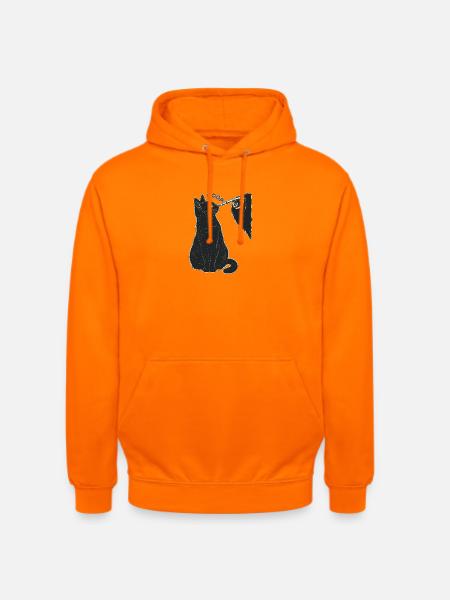 Boop – Schwarze Katze und Knochenhand - Unisex Hoodie - Orange