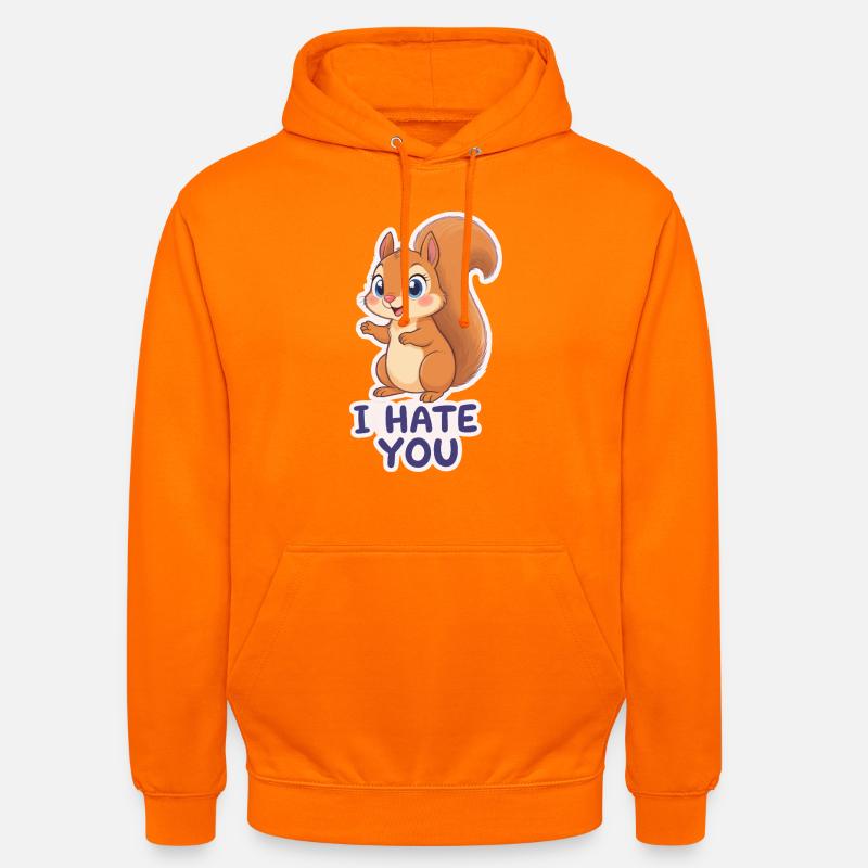 Kawaii Squirrel – Je te déteste - Sweat-shirt à capuche unisexe - orange