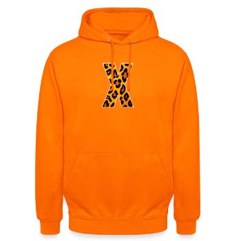 Motif Léopard X - Sweat-shirt à capuche unisexe - orange - Devant - AI Model Male 185 light (185cm) & AI Model Female 180 light (180cm)