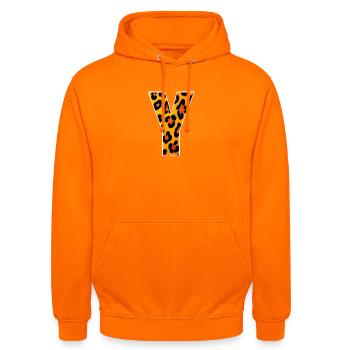 Leopard Y Buchstabe Druck - Unisex Hoodie - Orange - Vorne - AI Model Male 185 light (185cm) & AI Model Female 180 light (180cm)