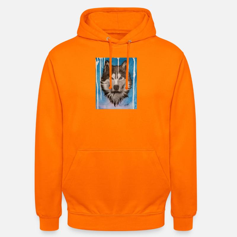 Conception aquarelle Husky - Sweat-shirt à capuche unisexe - orange