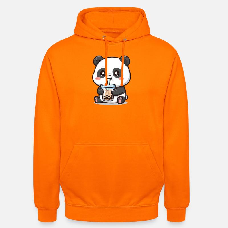 Cuddly panda bear with bubble tea - Unisex Hoodie - orange
