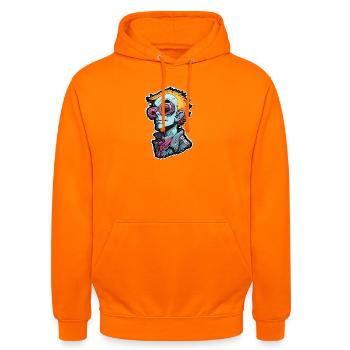 Blauer Punk mit Neon Goggles - Unisex Hoodie - Orange - Vorne - AI Model Male 185 light (185cm) & AI Model Female 180 light (180cm)