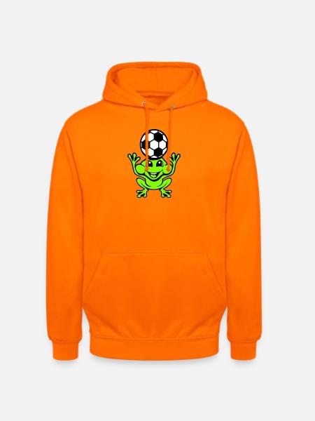 Frog Soccer Header Ball Playing Toad - Unisex Hoodie - orange