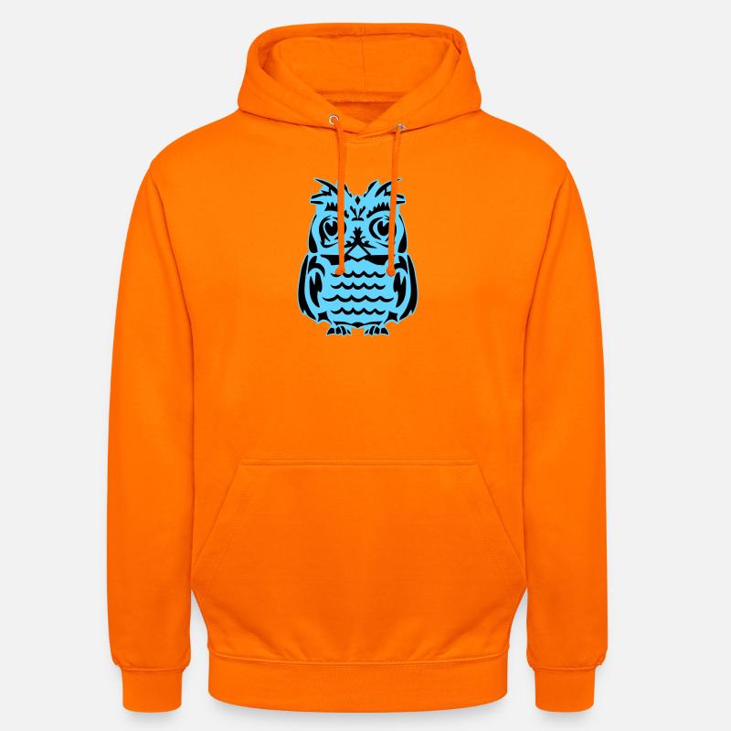Lichtblaue abstrakte Eule - Unisex Hoodie - Orange