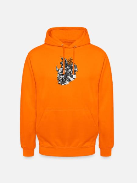 Samuraigeist über Berglandschaft - Unisex Hoodie - Orange